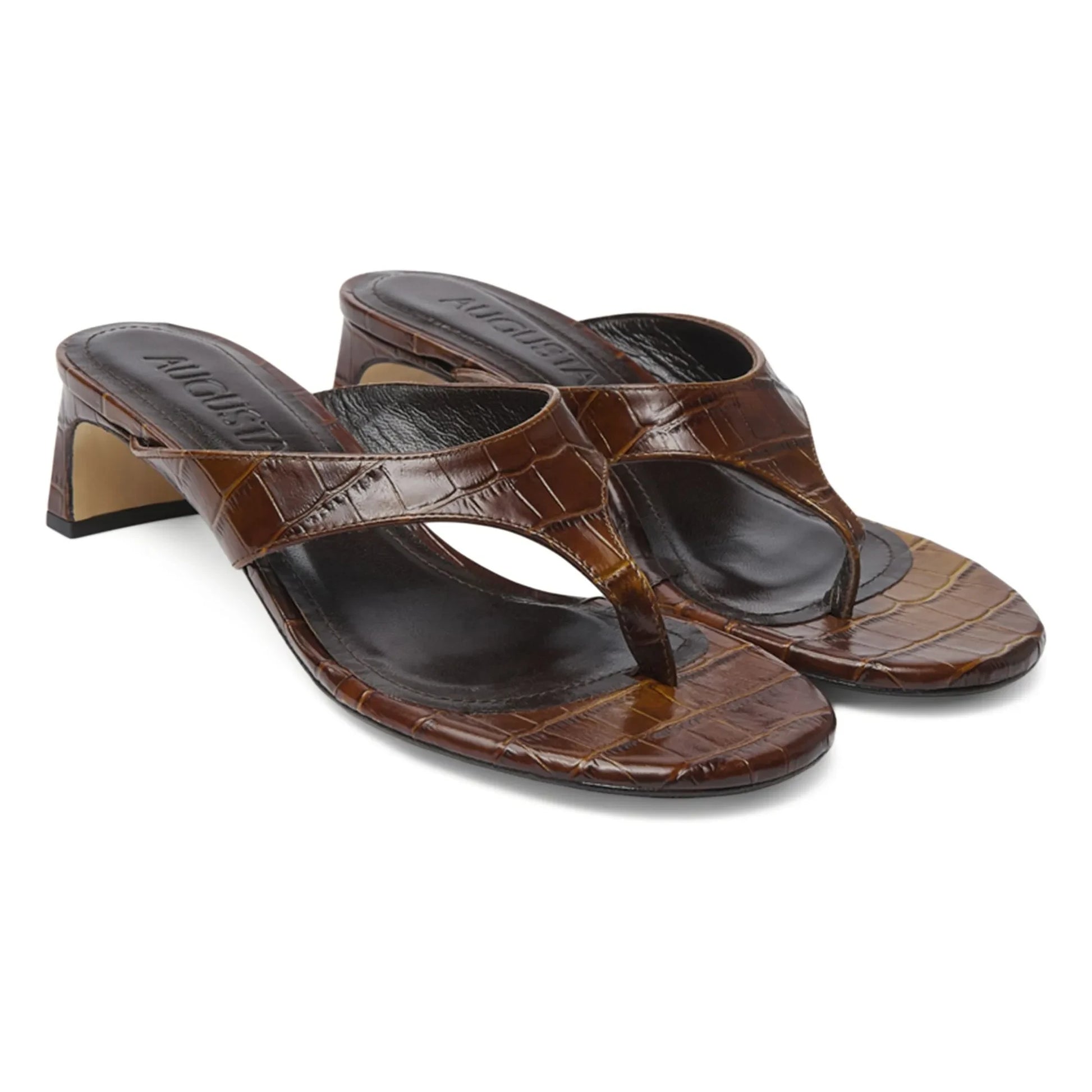 Augusta - Farah Crocodile Effect Sandals | Chocolate