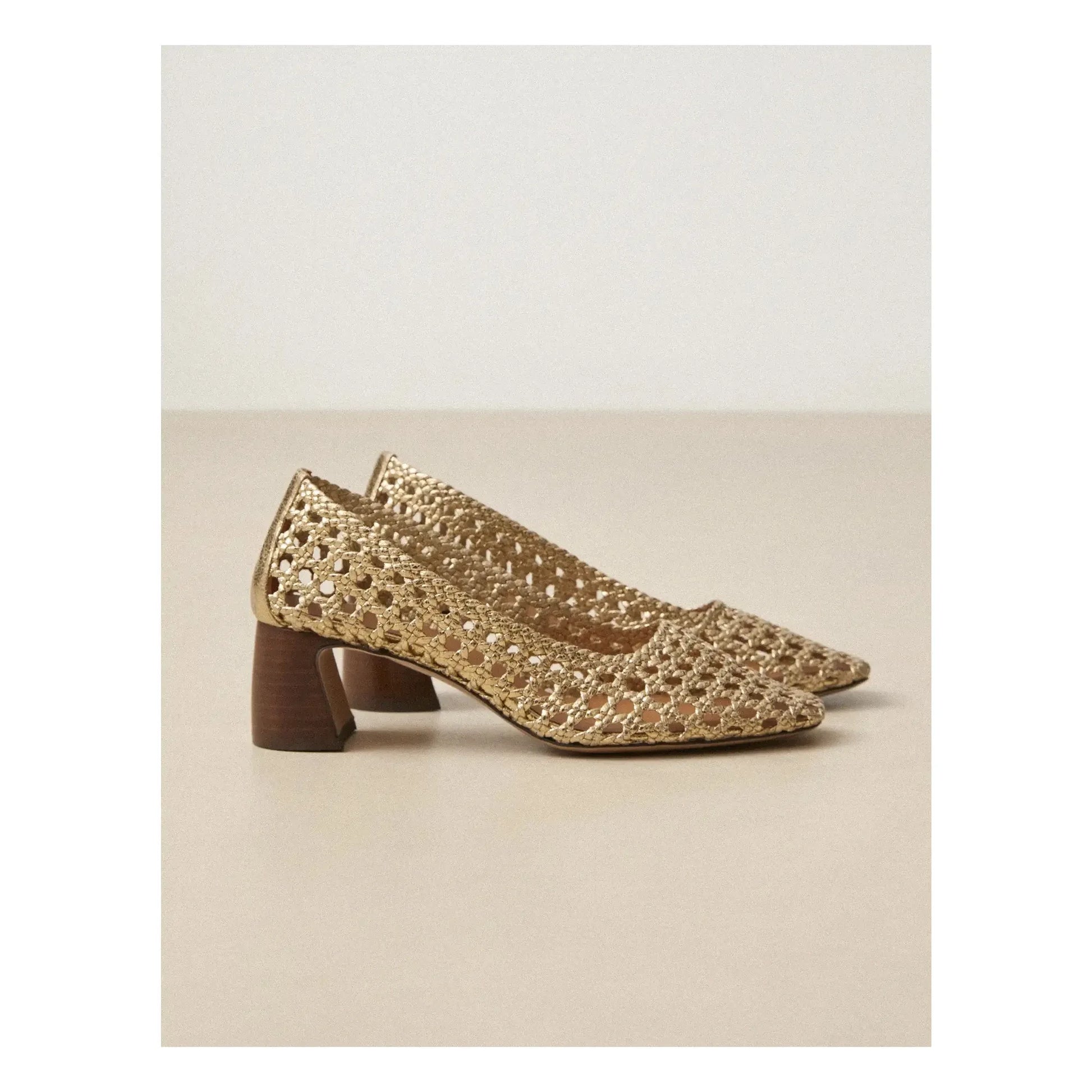 Rivecour - Court shoes n°528 Craquelé Leather | Gold