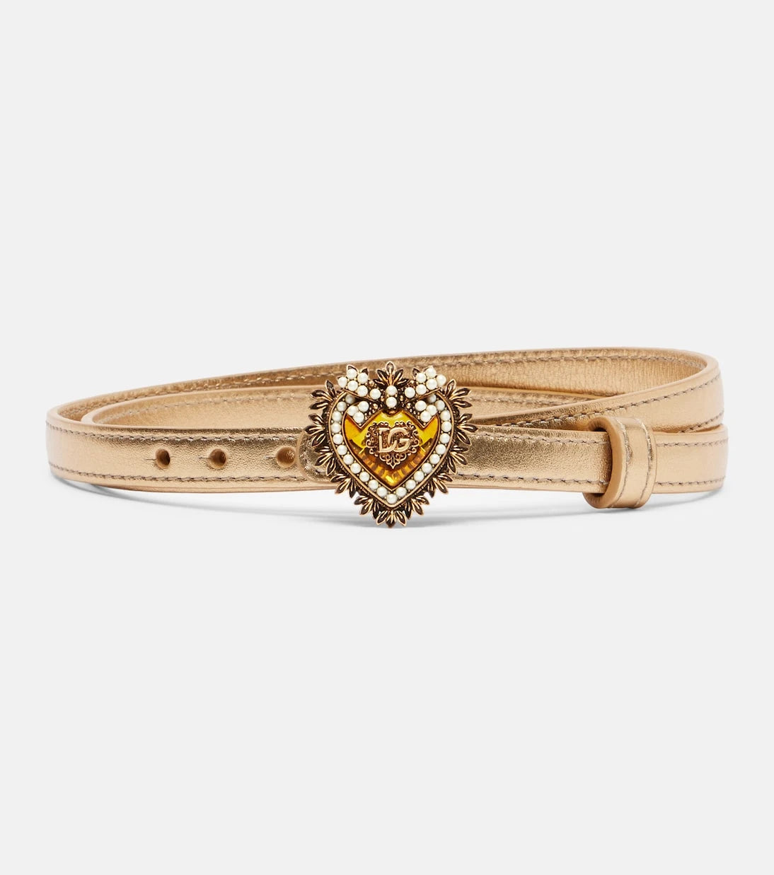 Dolce&Gabbana - Devotion metallic leather belt