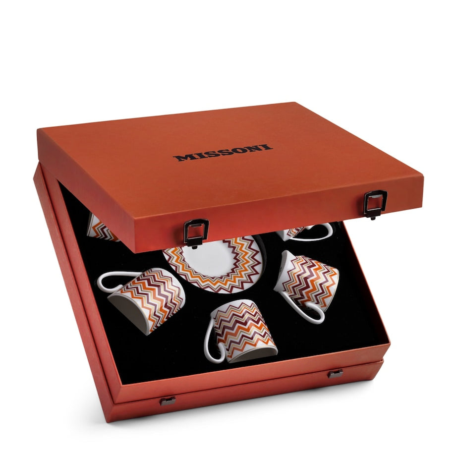 Missoni Home Porcelain Zigzag Coffee Cups and Saucers (Set of 6)