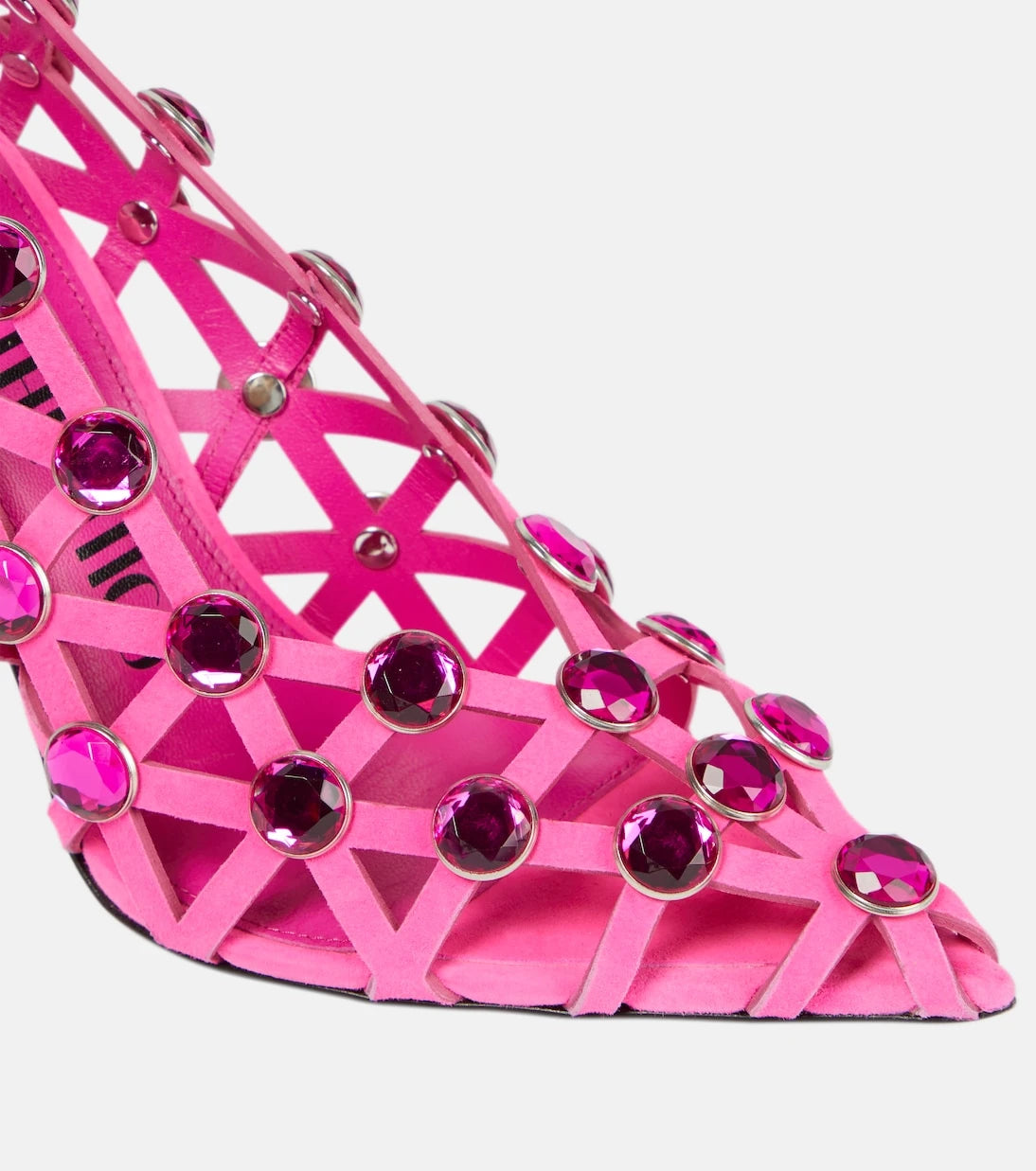 The Attico - Grid crystal-embellished suede pumps