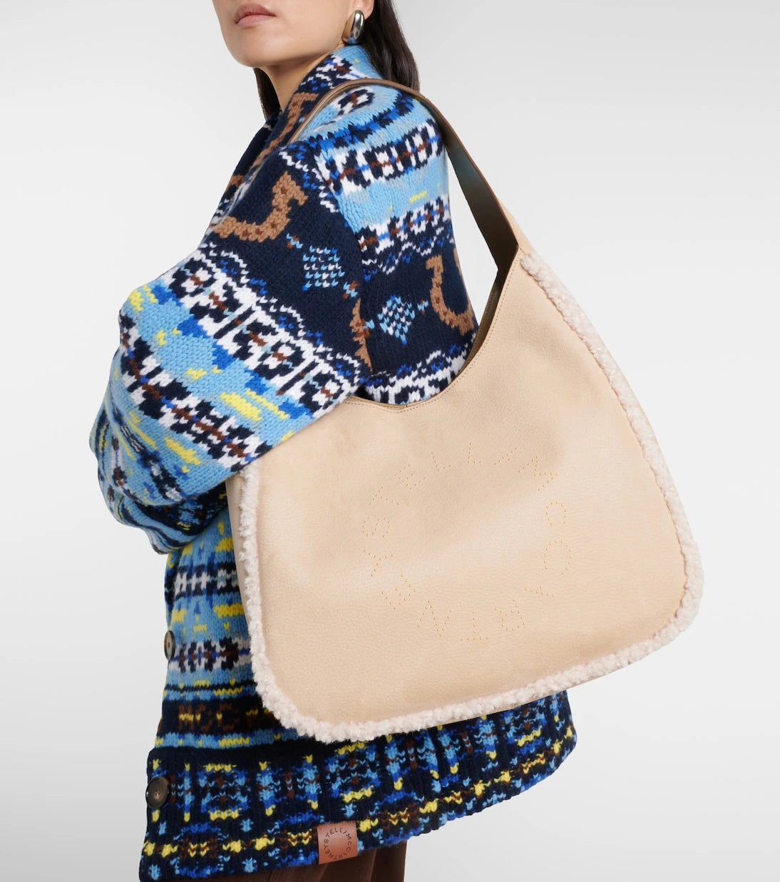 Stella McCartney - Teddy-trimmed shoulder bag