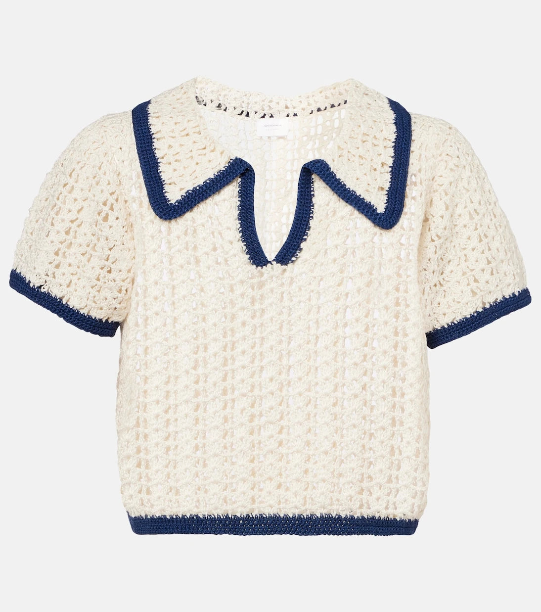 Anna Kosturova - Coastal crochet cotton polo shirt