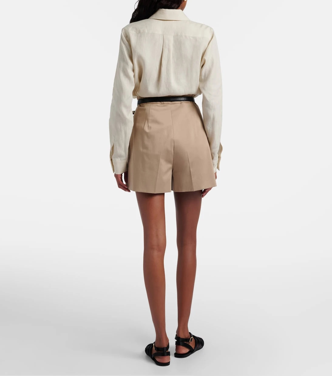 Max Mara - Tabacco pleated cotton-blend shorts