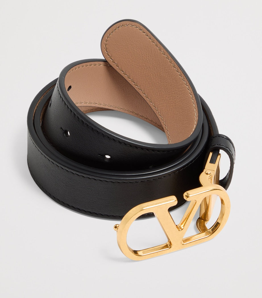 Valentino Garavani Black Reversible VLogo Signature Belt