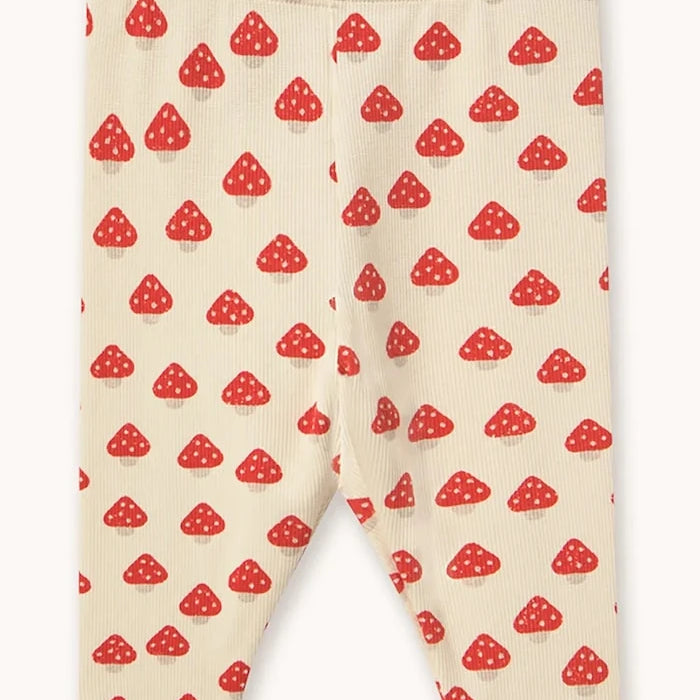 Çocuklar için pamuklu elastan tayt MINI MUSHROOMS RIB BABY PANT