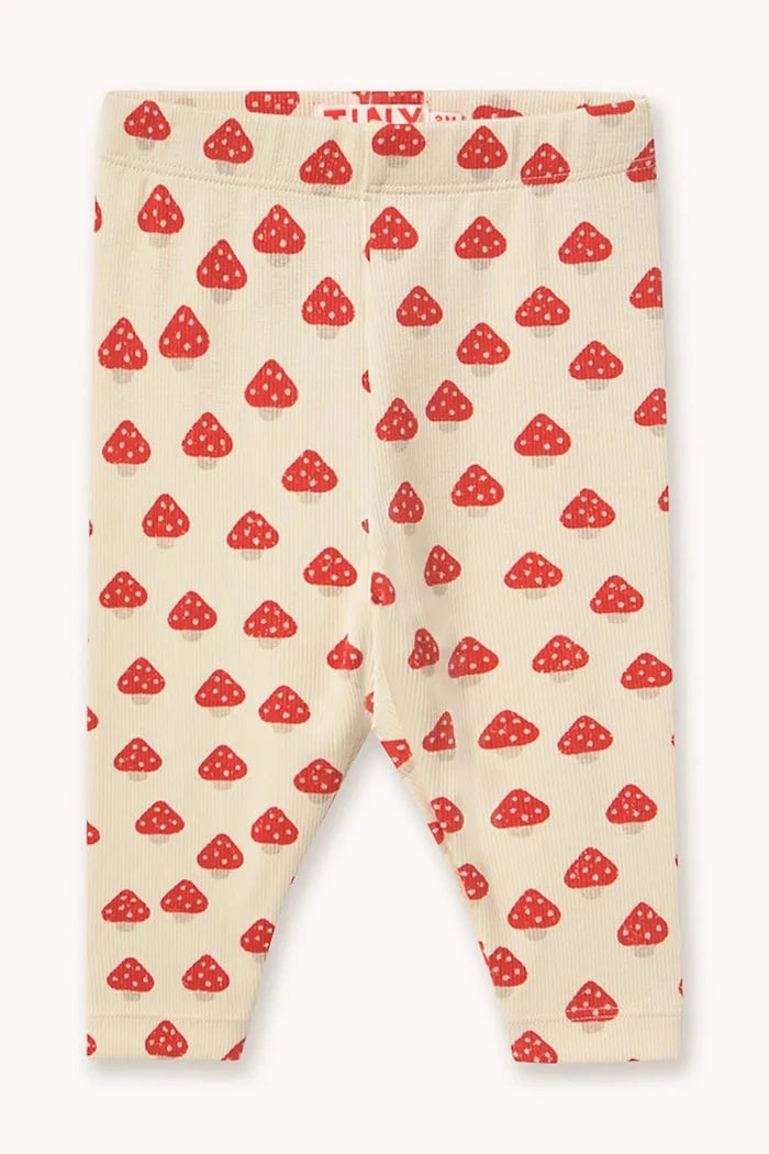 Çocuklar için pamuklu elastan tayt MINI MUSHROOMS RIB BABY PANT