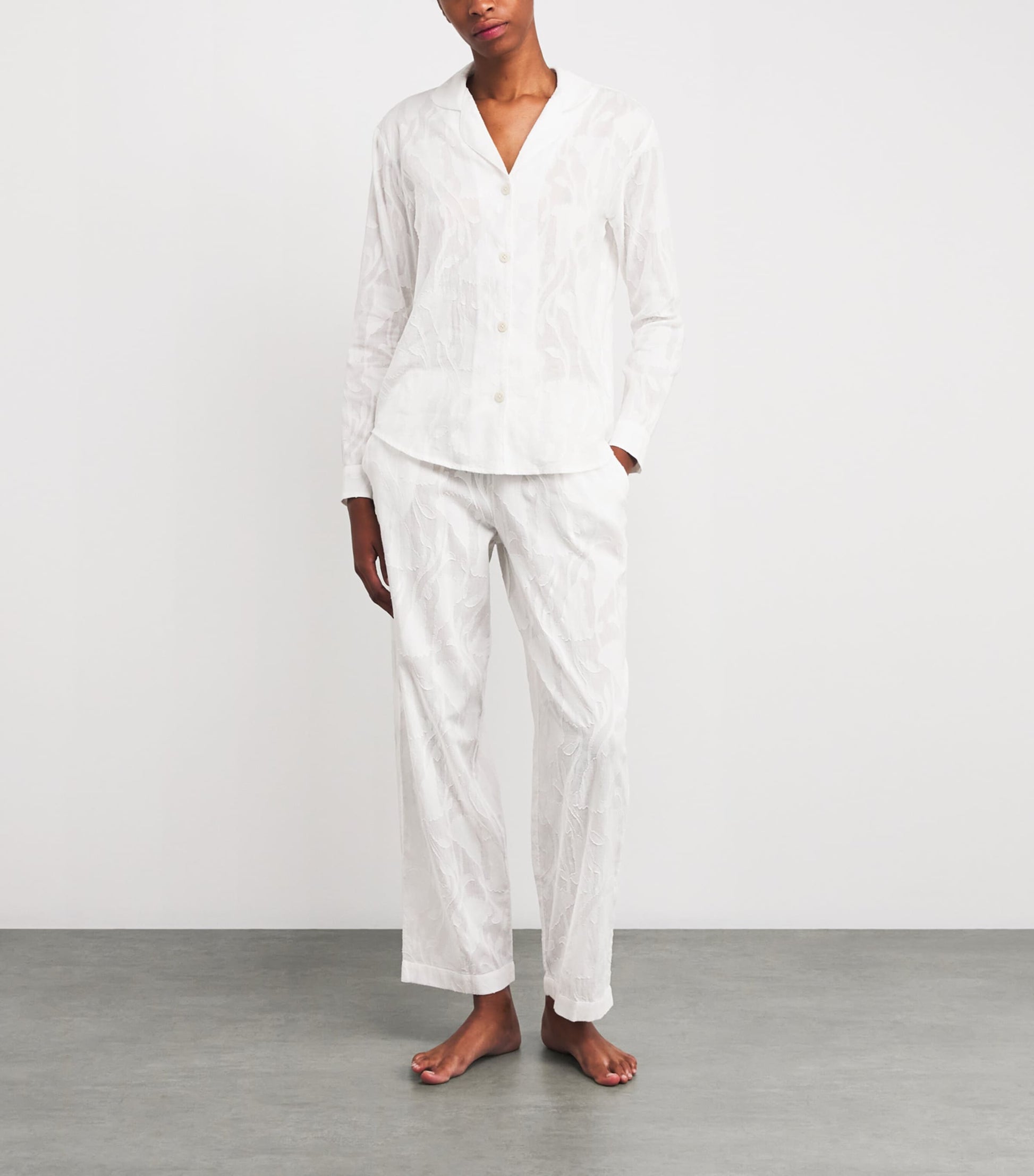 Ivory Floral Jacquard Pyjama Set