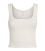 Skims Ivory Cotton Ribbed Cropped Tank Top