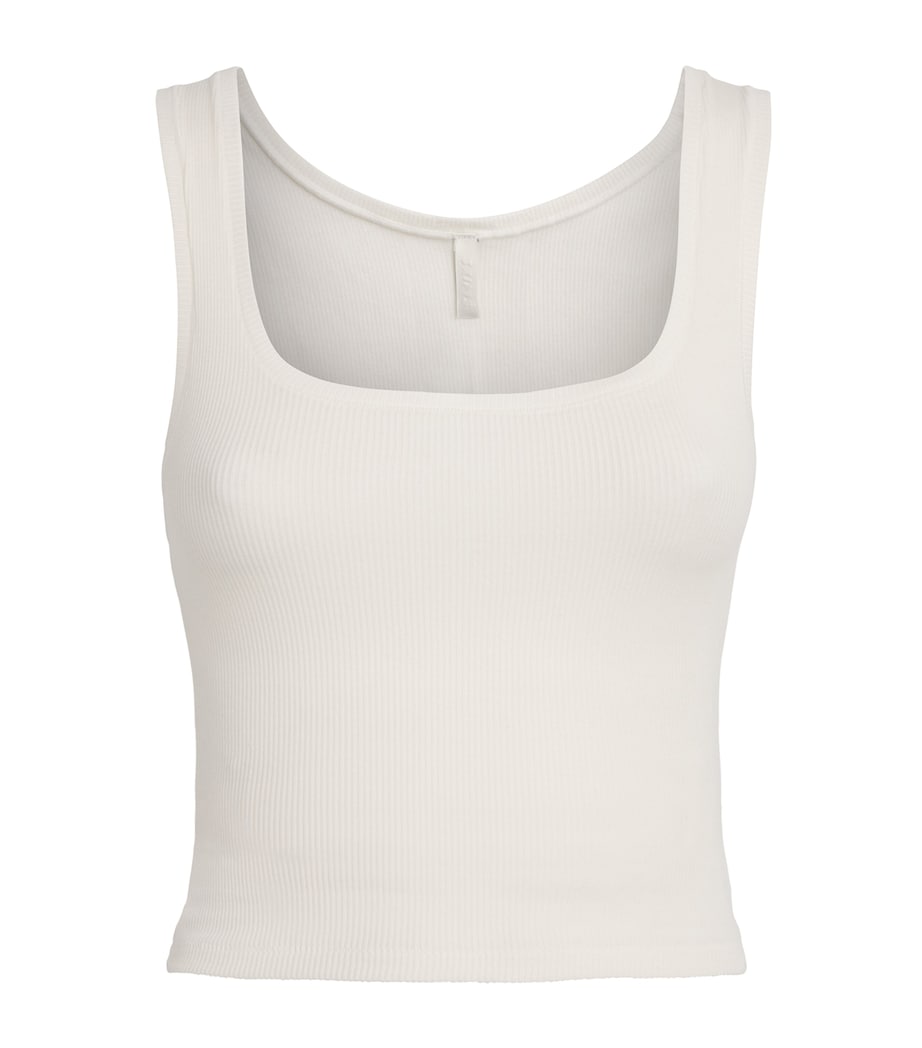 Skims Ivory Cotton Ribbed Cropped Tank Top