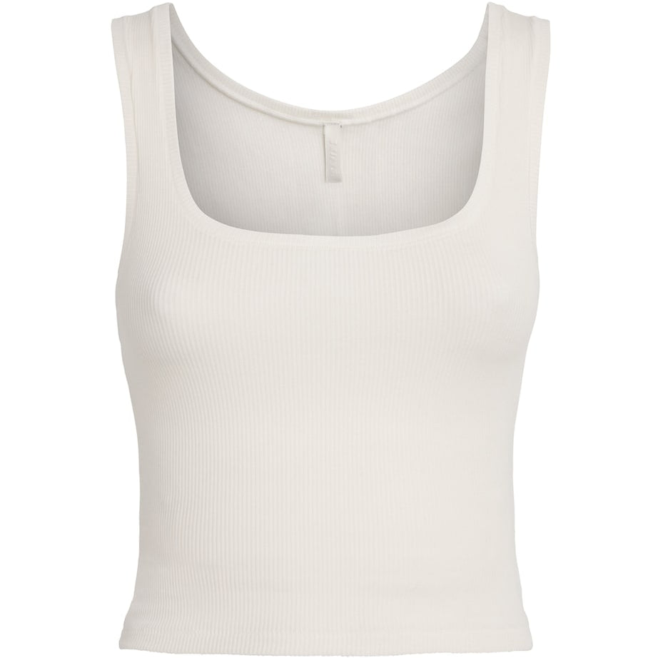 Skims Ivory Cotton Ribbed Cropped Tank Top