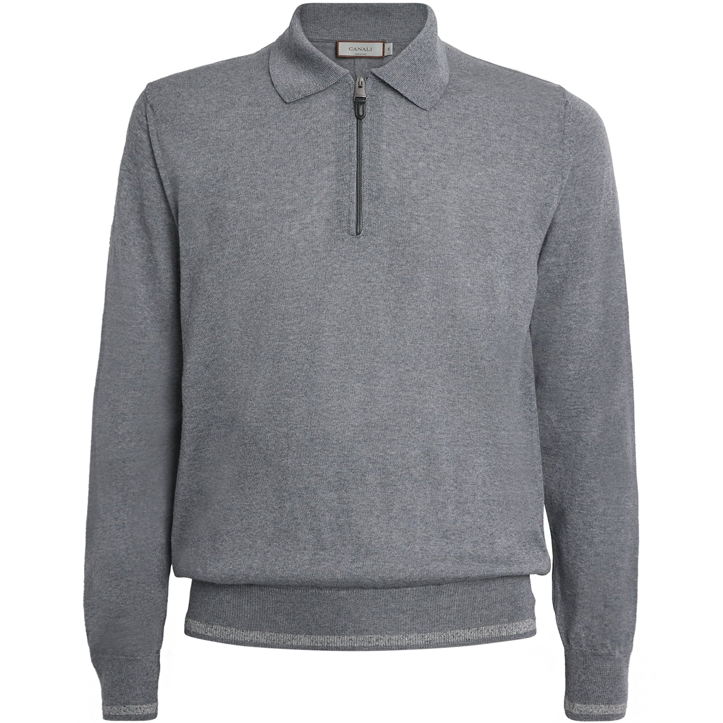 Canali Wool-Blend Zip-Up Polo Shirt