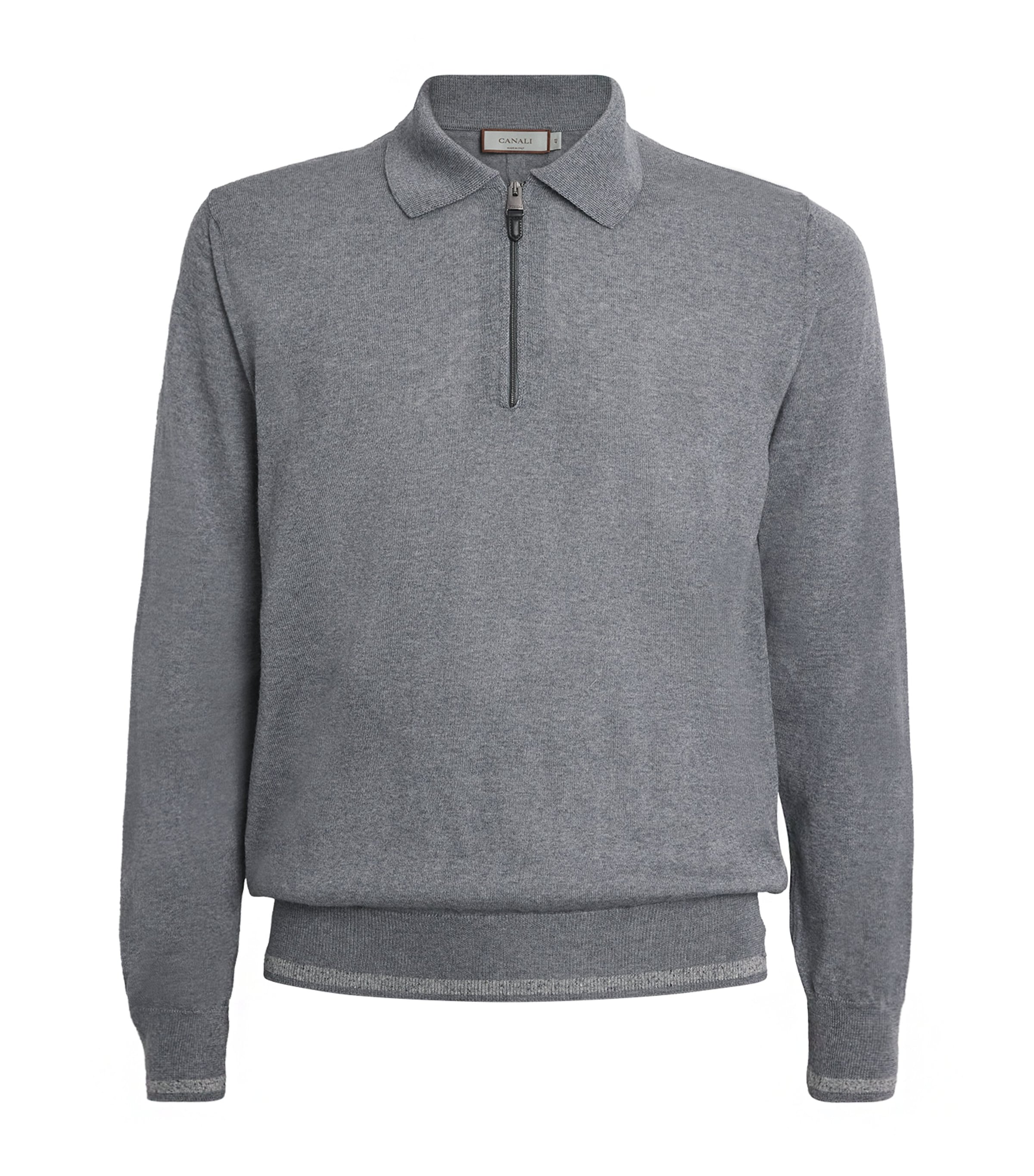 Canali Wool-Blend Zip-Up Polo Shirt