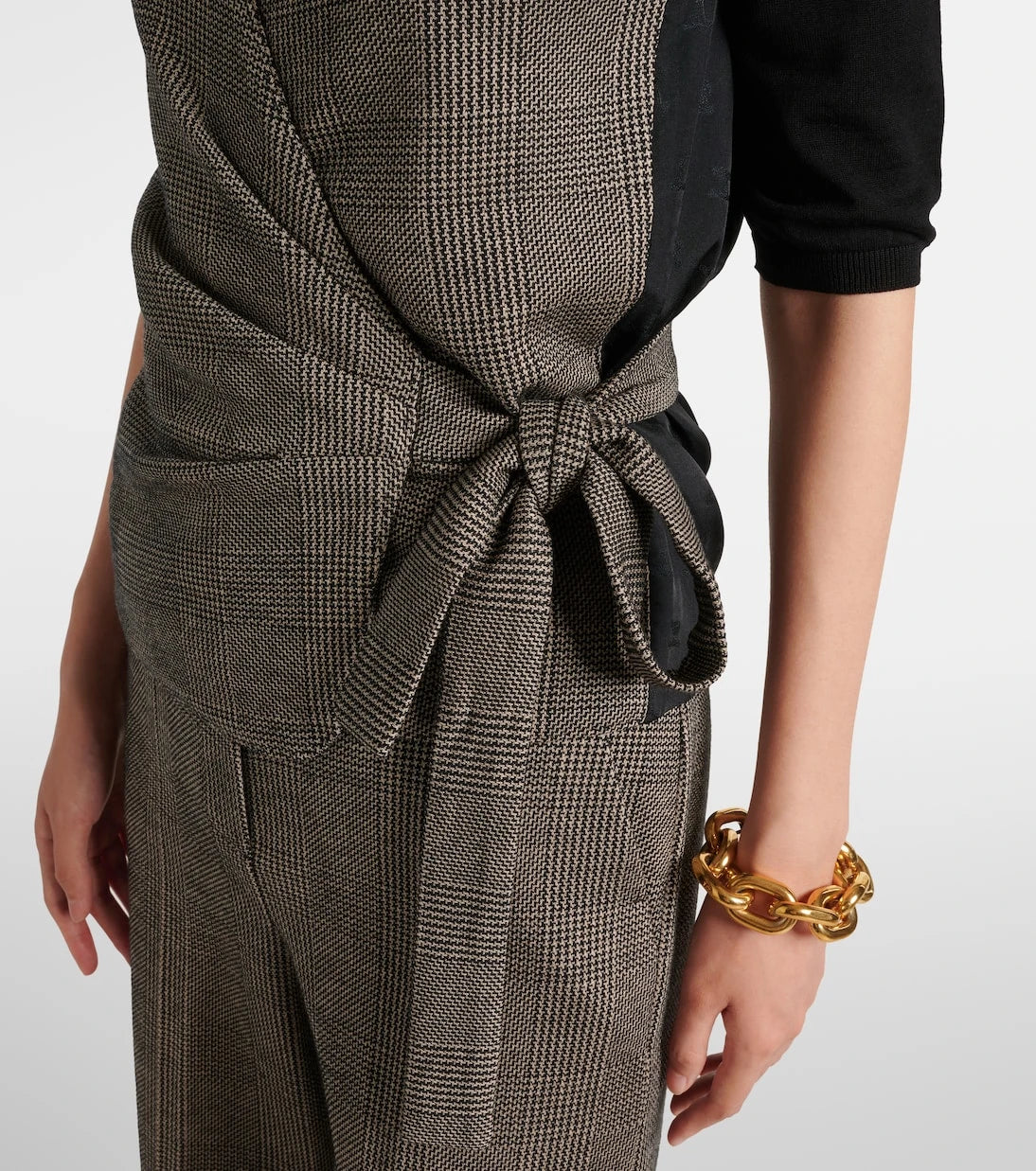 Max Mara - Adige houndstooth wool-blend wrap top