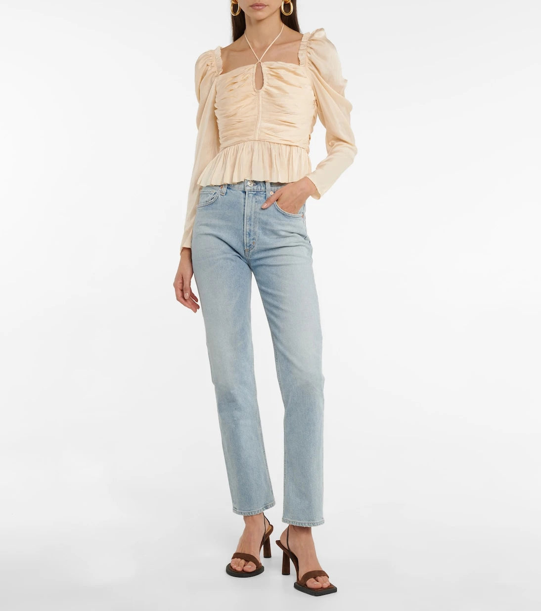 Ulla Johnson - Mirelle ruched satin halterneck top