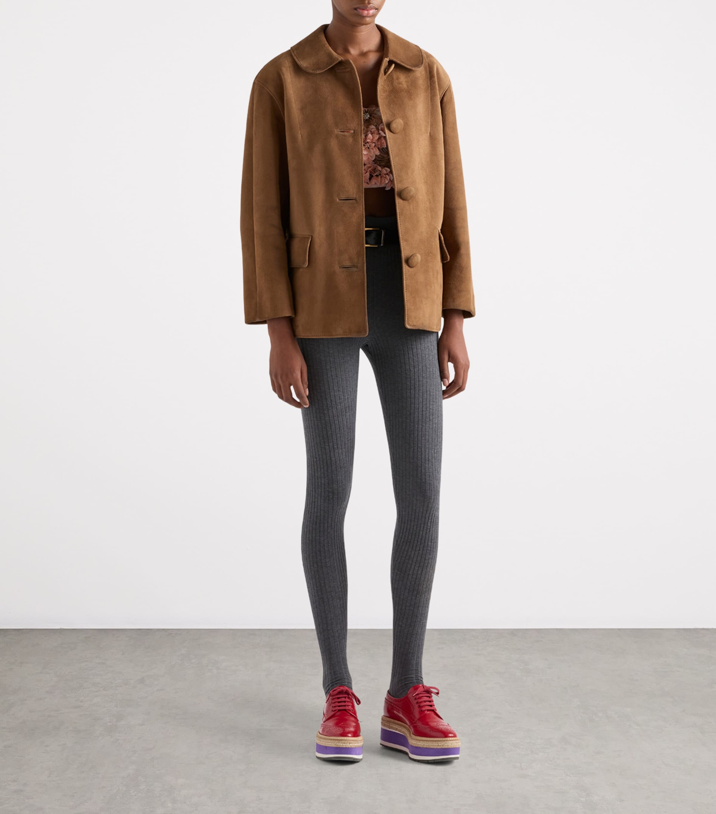 Prada Brown Suede Collared Jacket