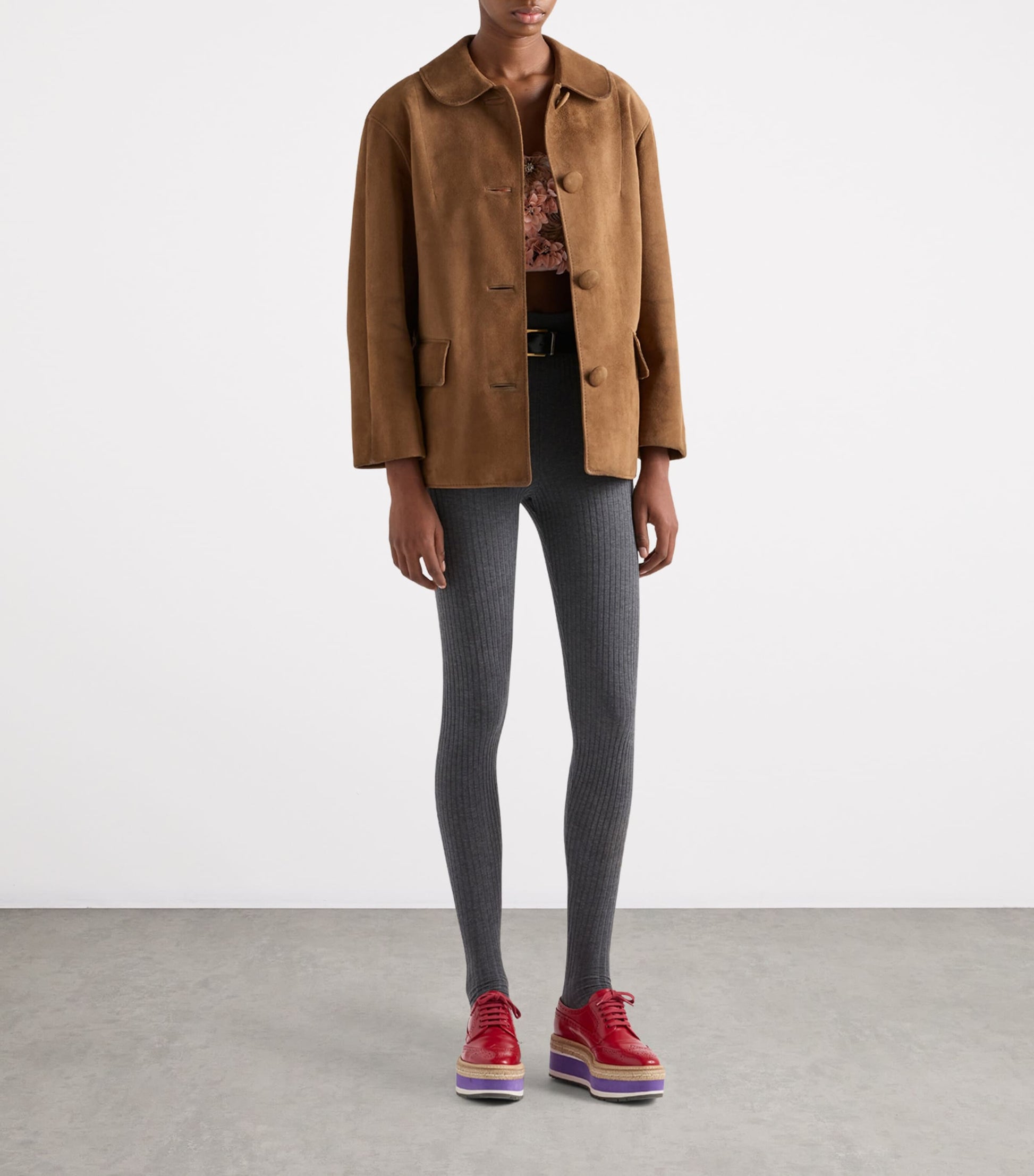 Prada Brown Suede Collared Jacket