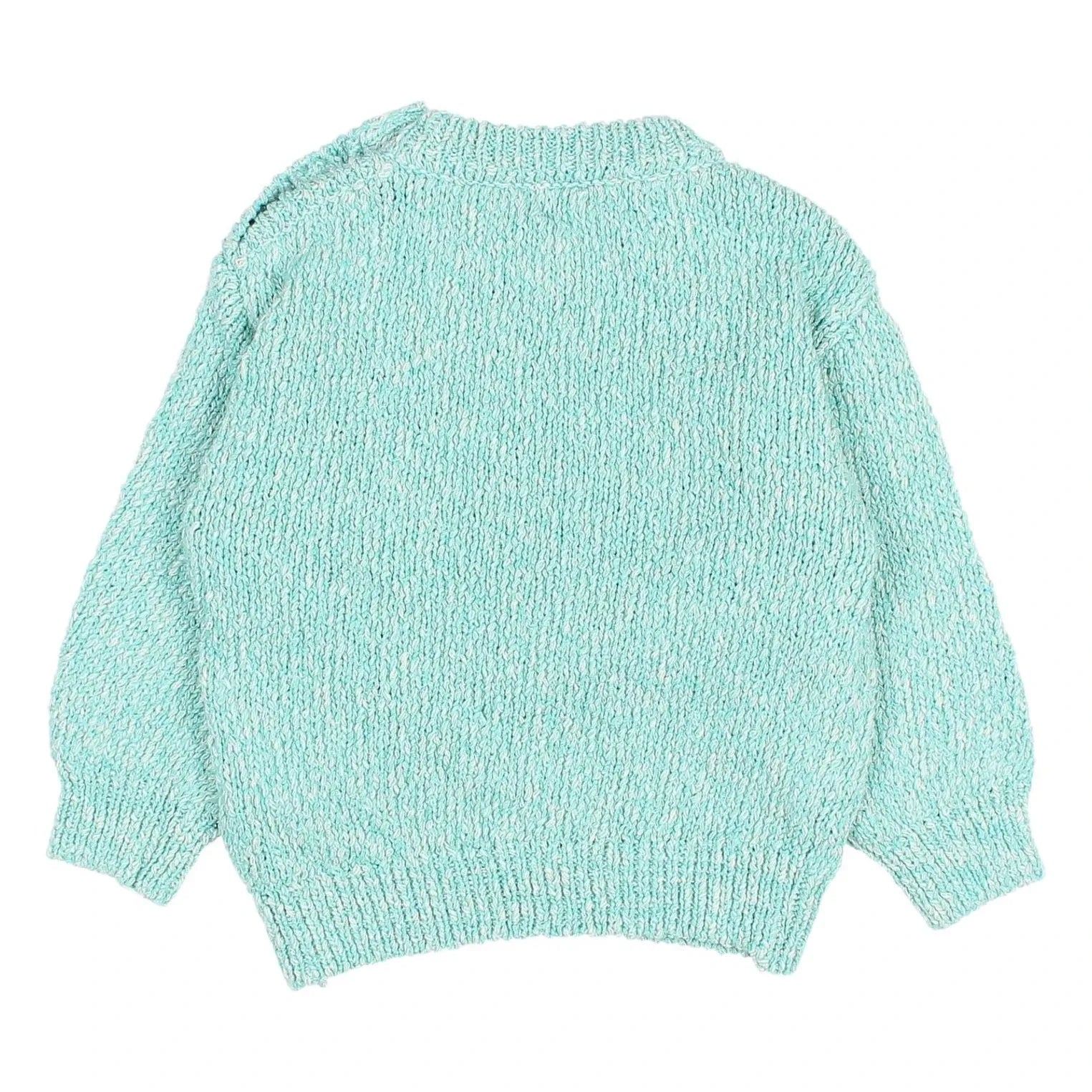 Búho - Chiné Coton Bio Baby Sweater | Aqua