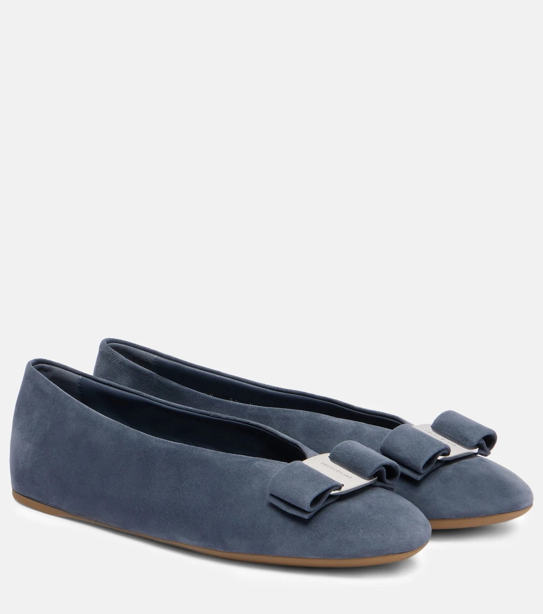 Ferragamo - Vanna bow-detail suede ballet flats