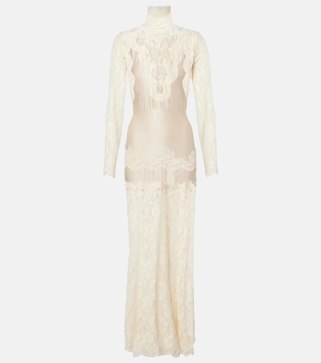 Rabanne - Lace-trimmed maxi dress