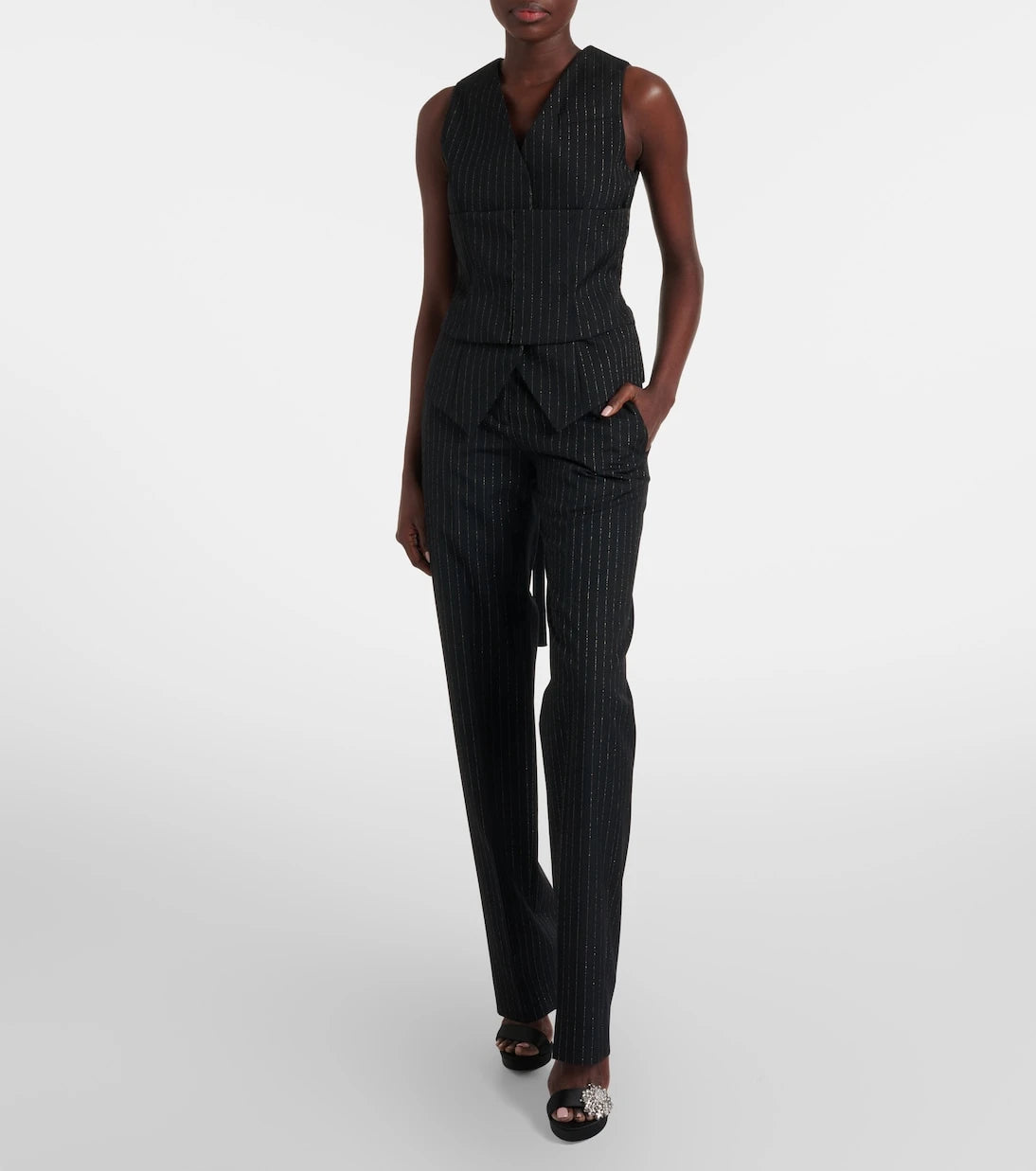 McQueen - Pinstripe wool straight pants