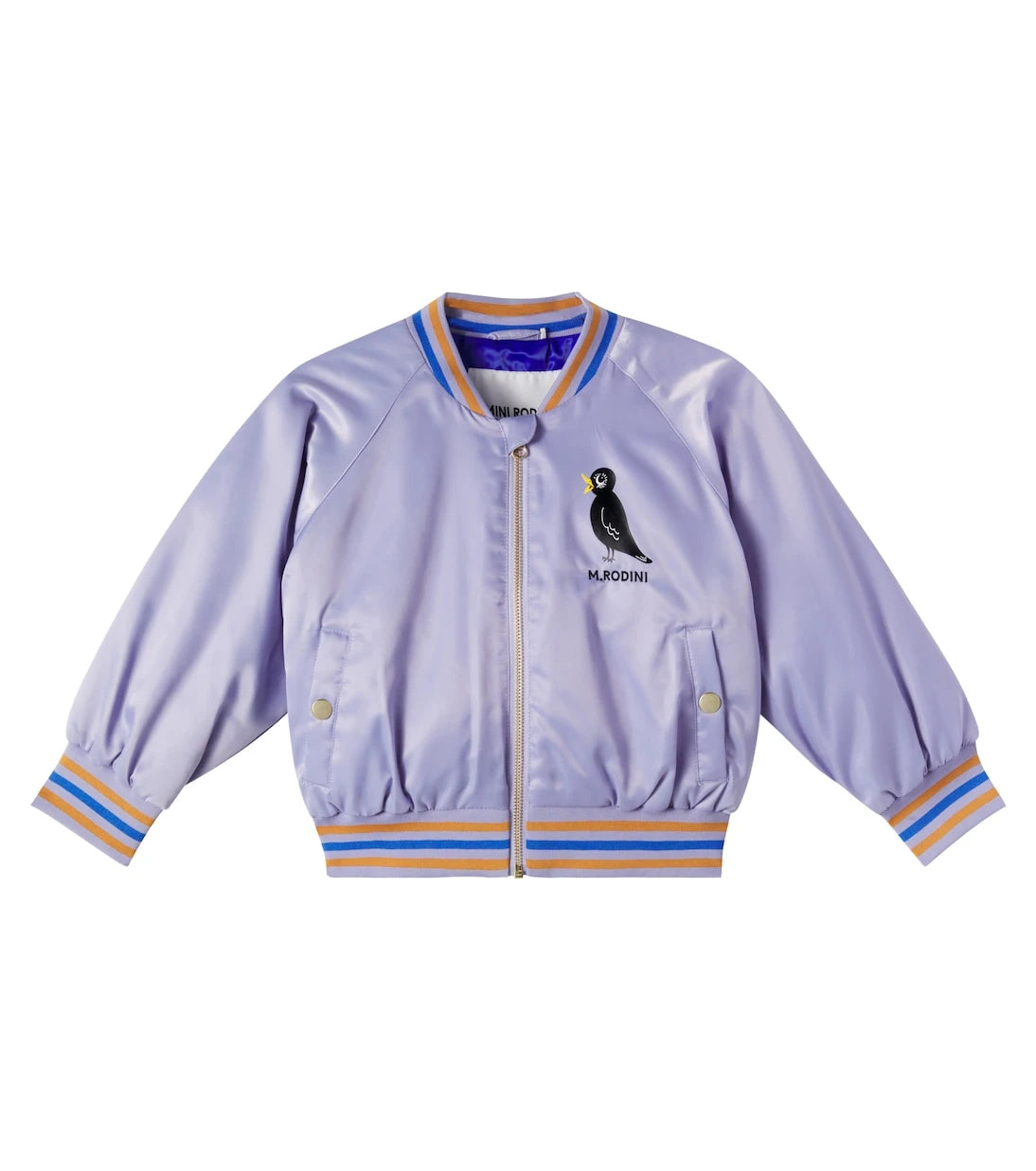 Mini Rodini - Embroidered logo satin bomber jacket