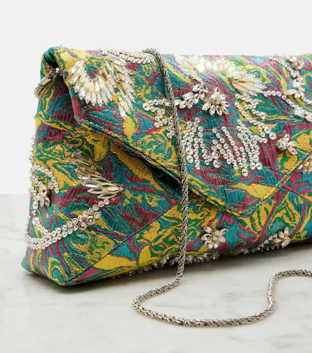 Dries Van Noten - Envelope Small embellished jacquard clutch