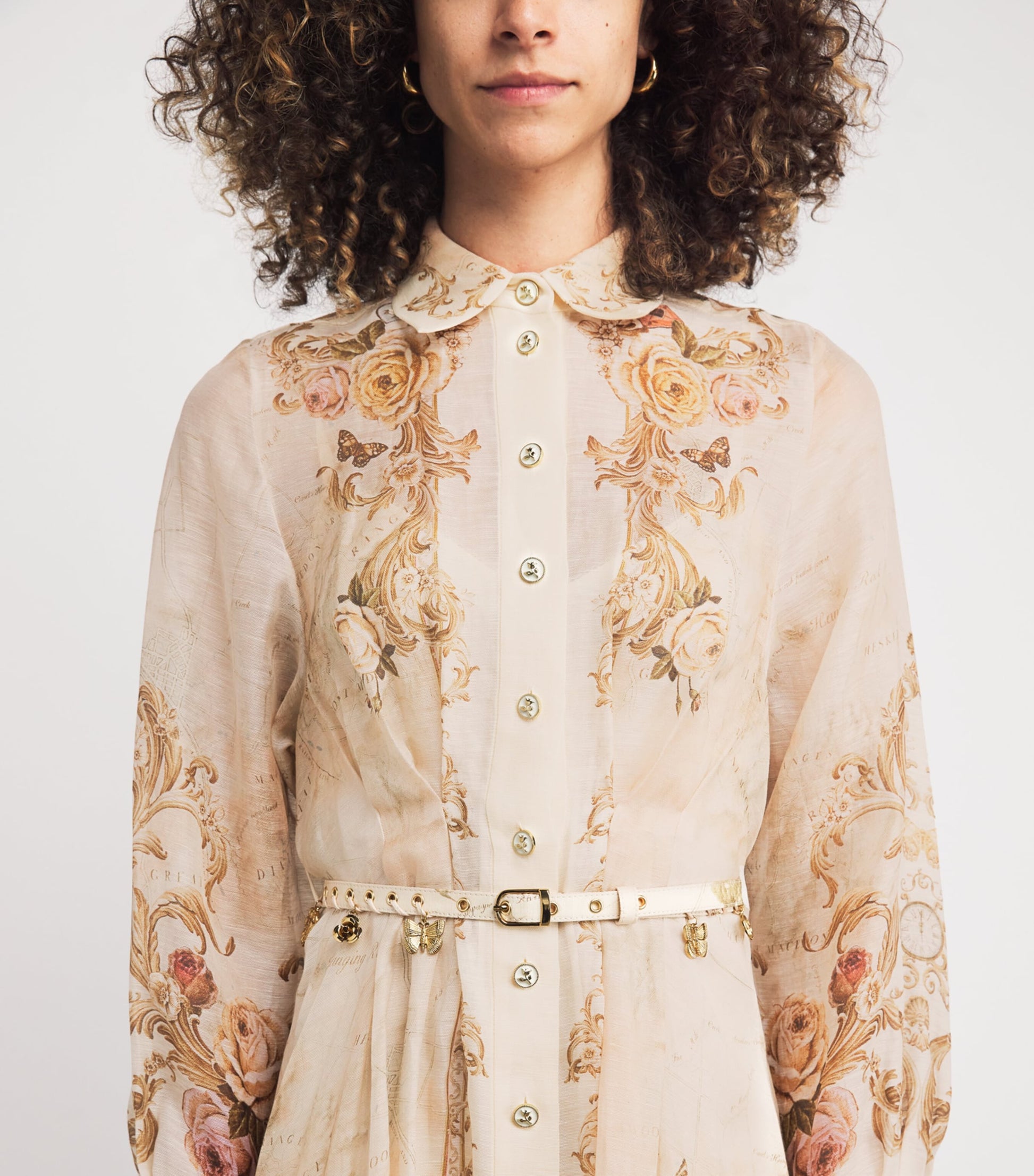 Pink Linen-Silk Memento Midi Shirt Dress