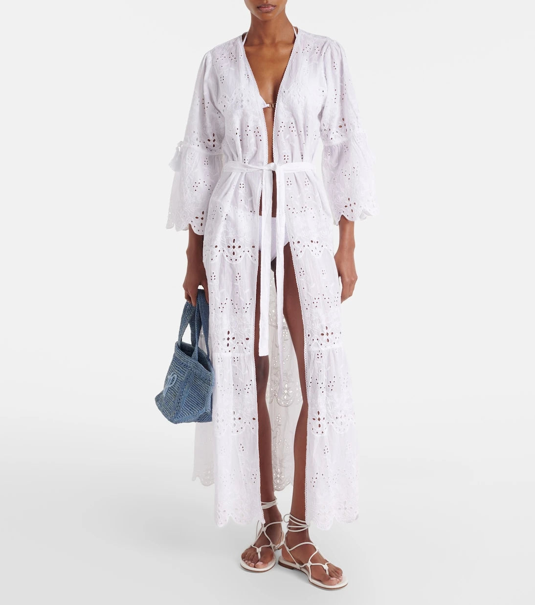 Melissa Odabash - Talitha broderie anglaise belted cotton kaftan