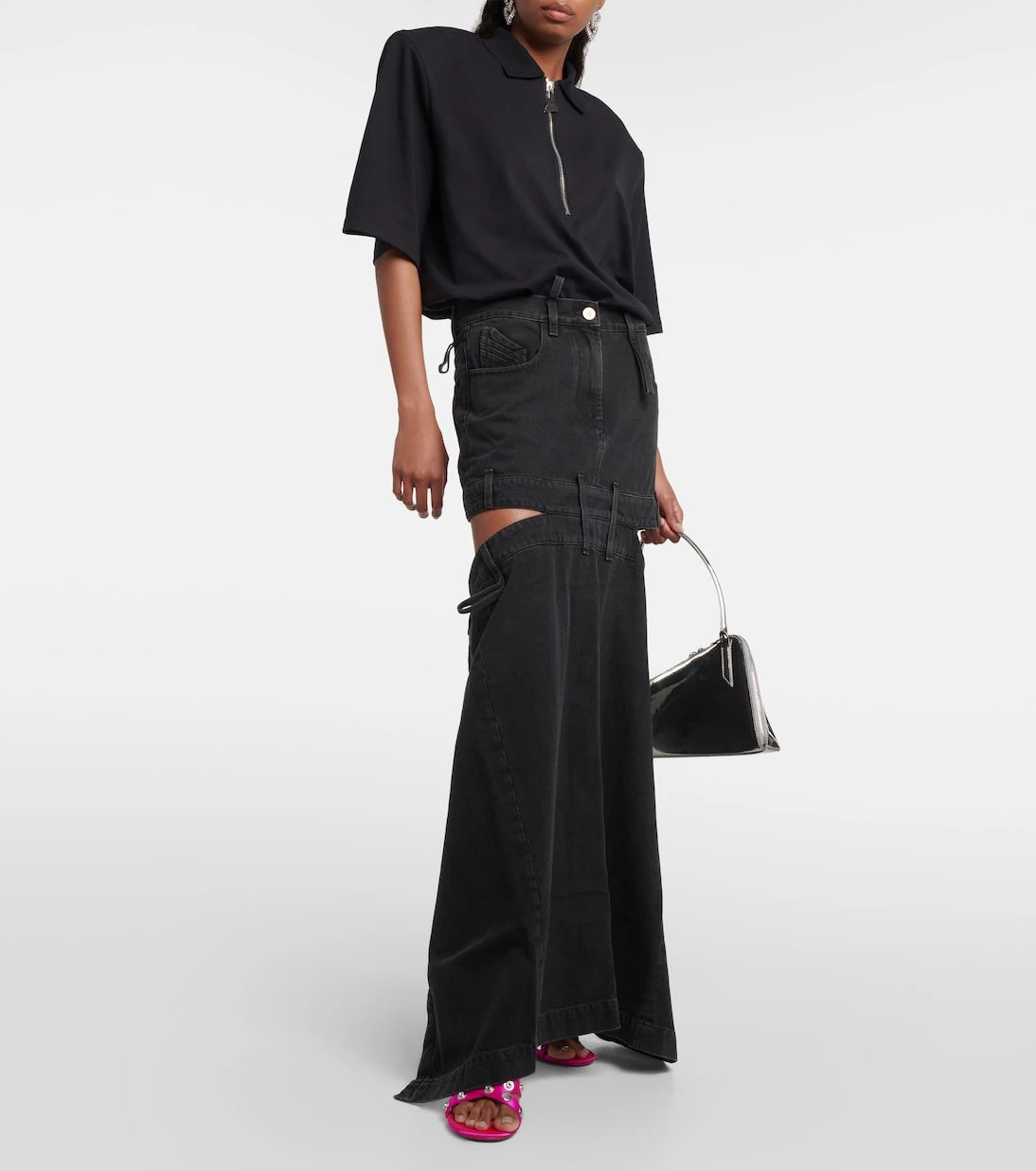 The Attico - Deconstructed denim maxi skirt