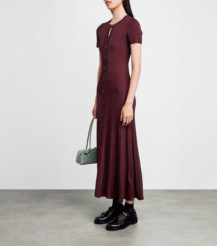 Red Knitted Midi Dress