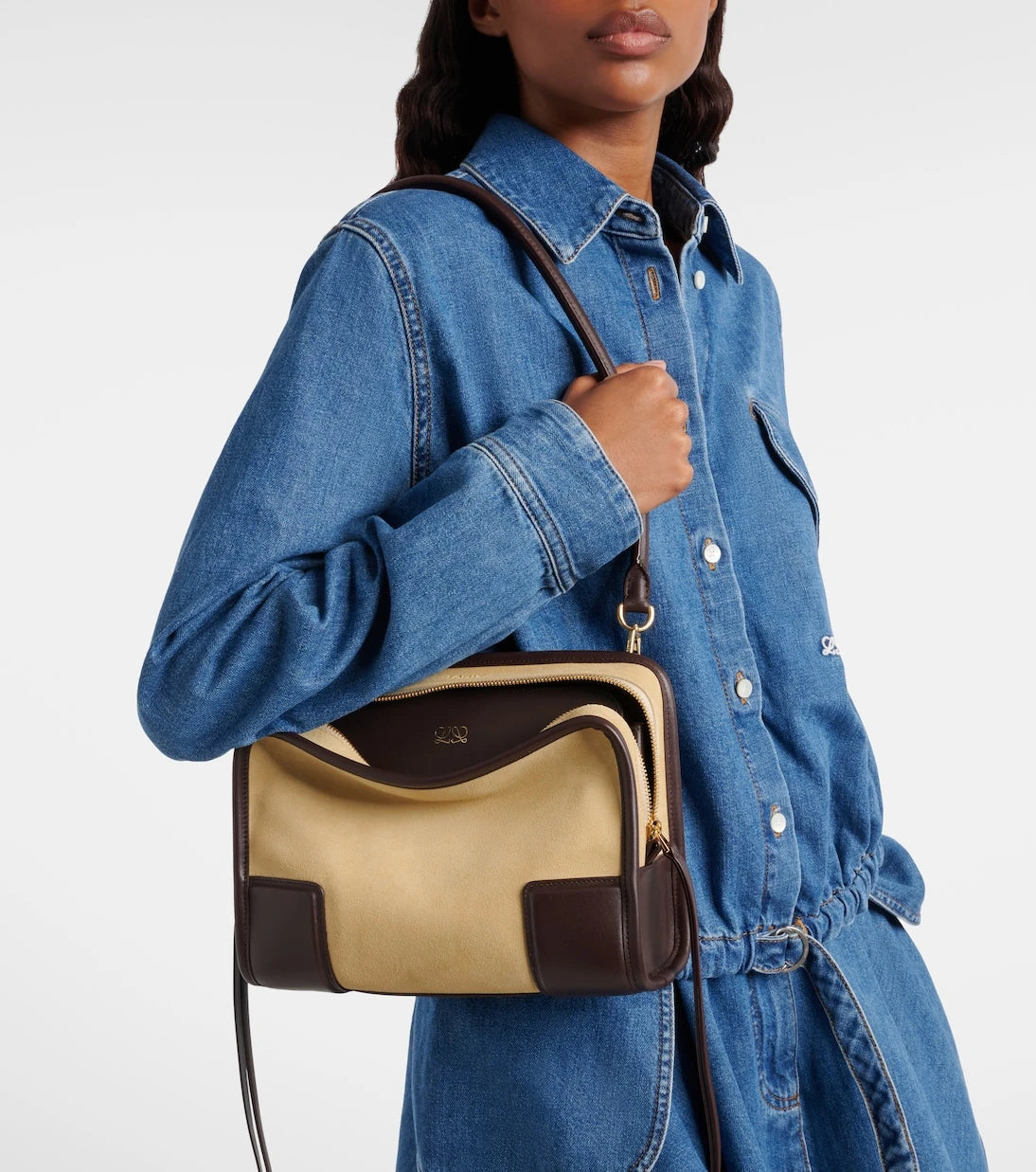 Loewe - Amazona 180 Small suede top-handle bag