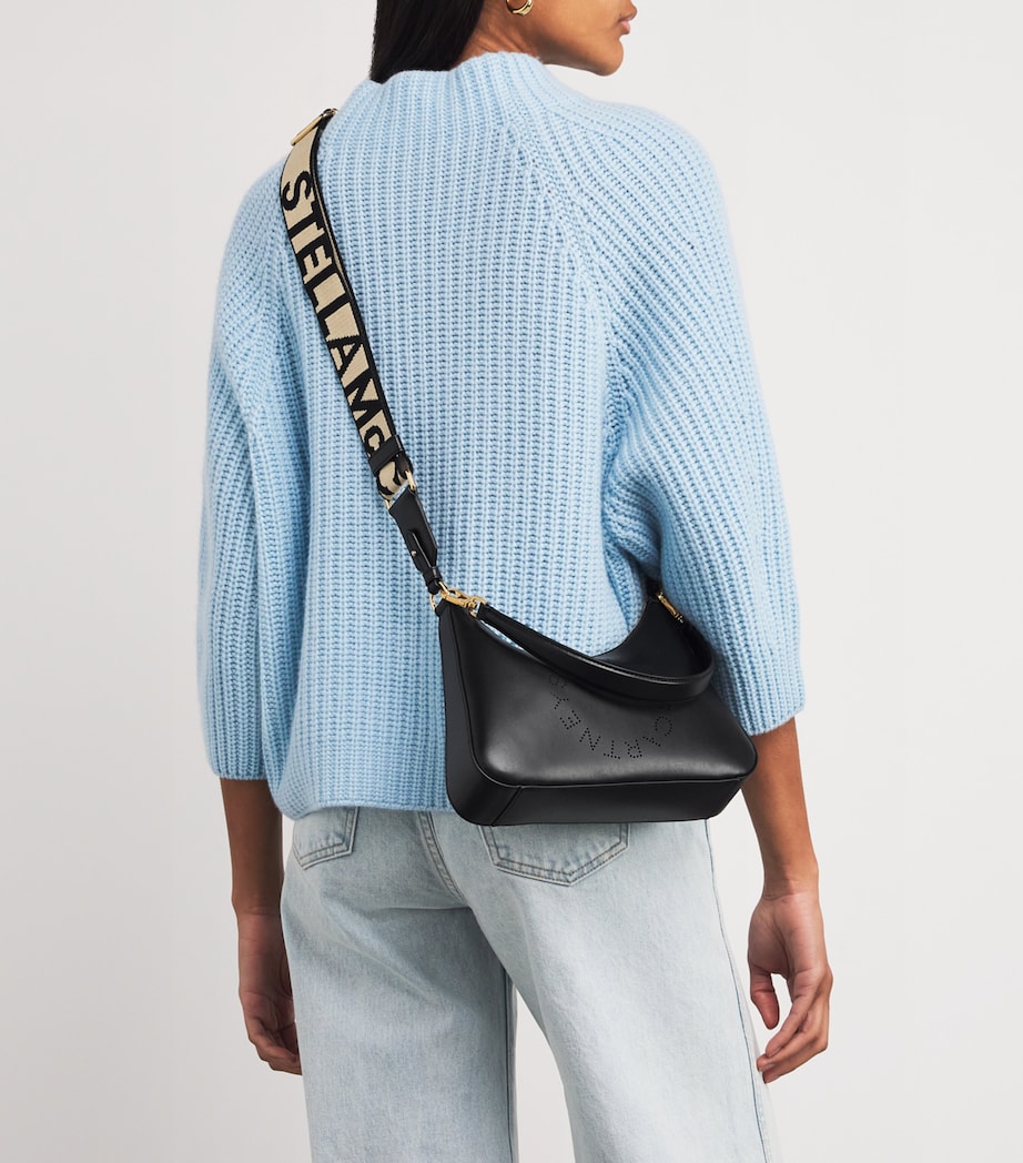 Stella McCartney Black Faux Leather Logo Shoulder Bag