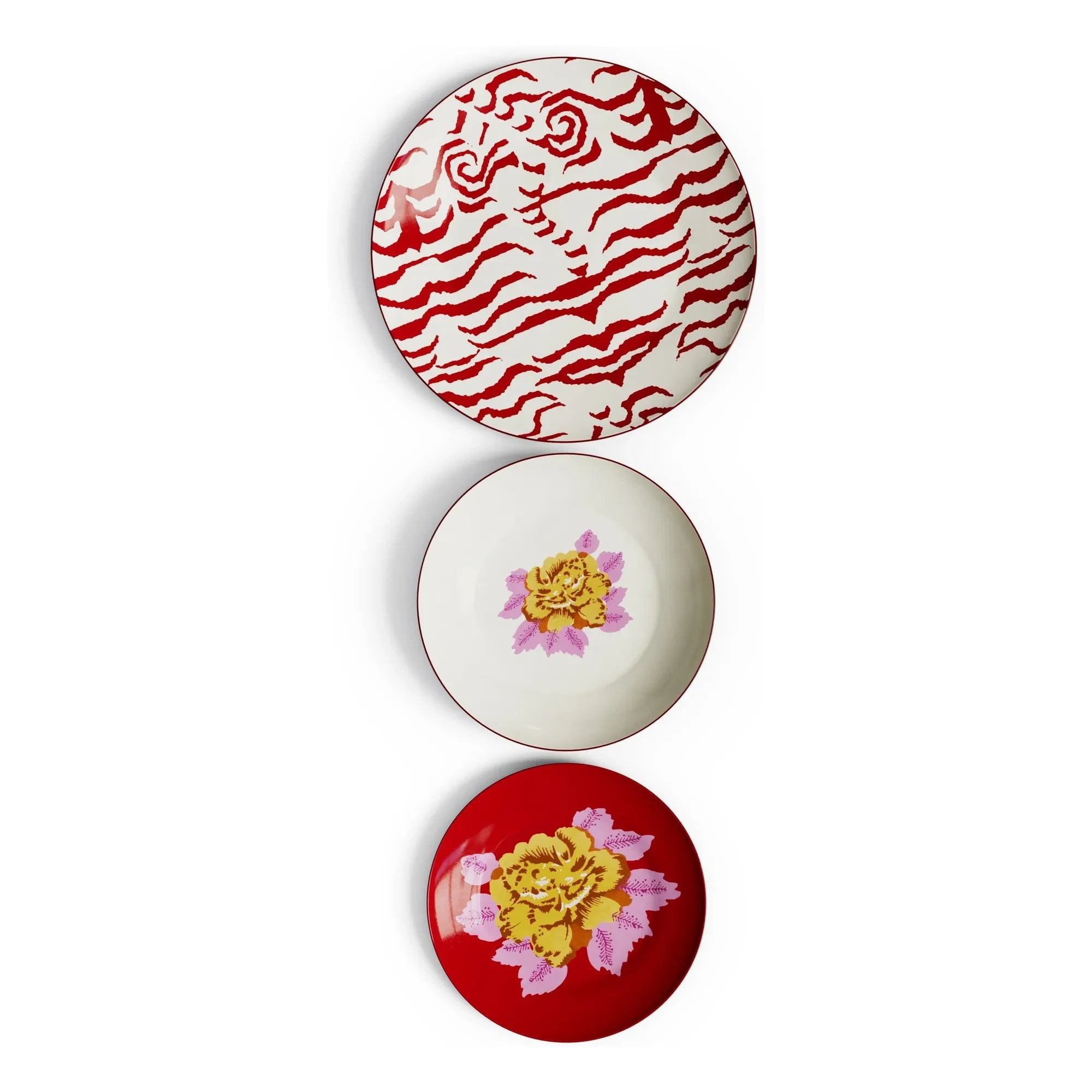 Lisa Corti - Indian Tiger plate set - Set of 3 | Red
