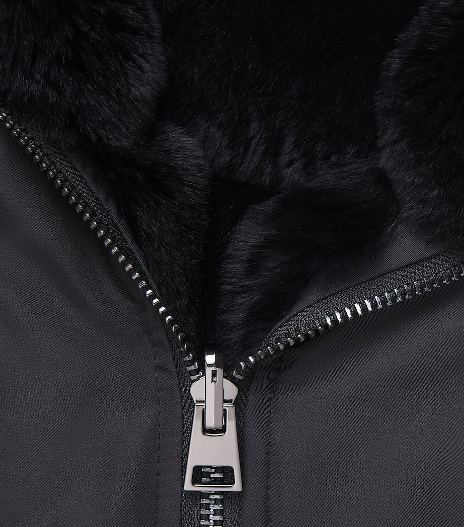 Yves Salomon Black Fox-Rabbit Fur-Trim Parka