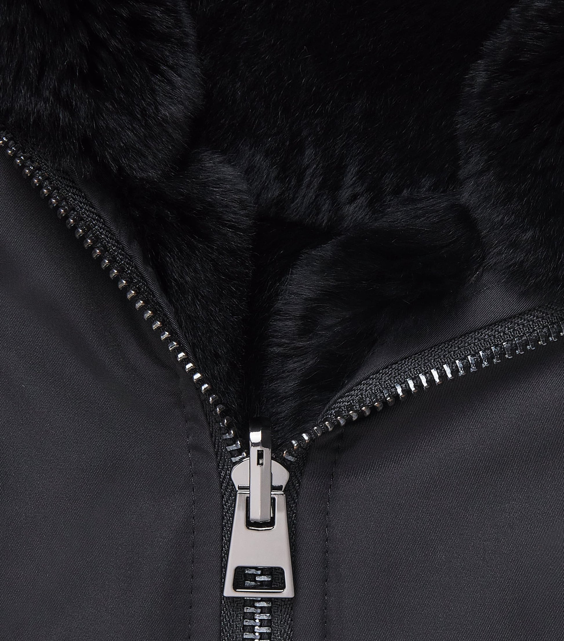 Yves Salomon Black Fox-Rabbit Fur-Trim Parka