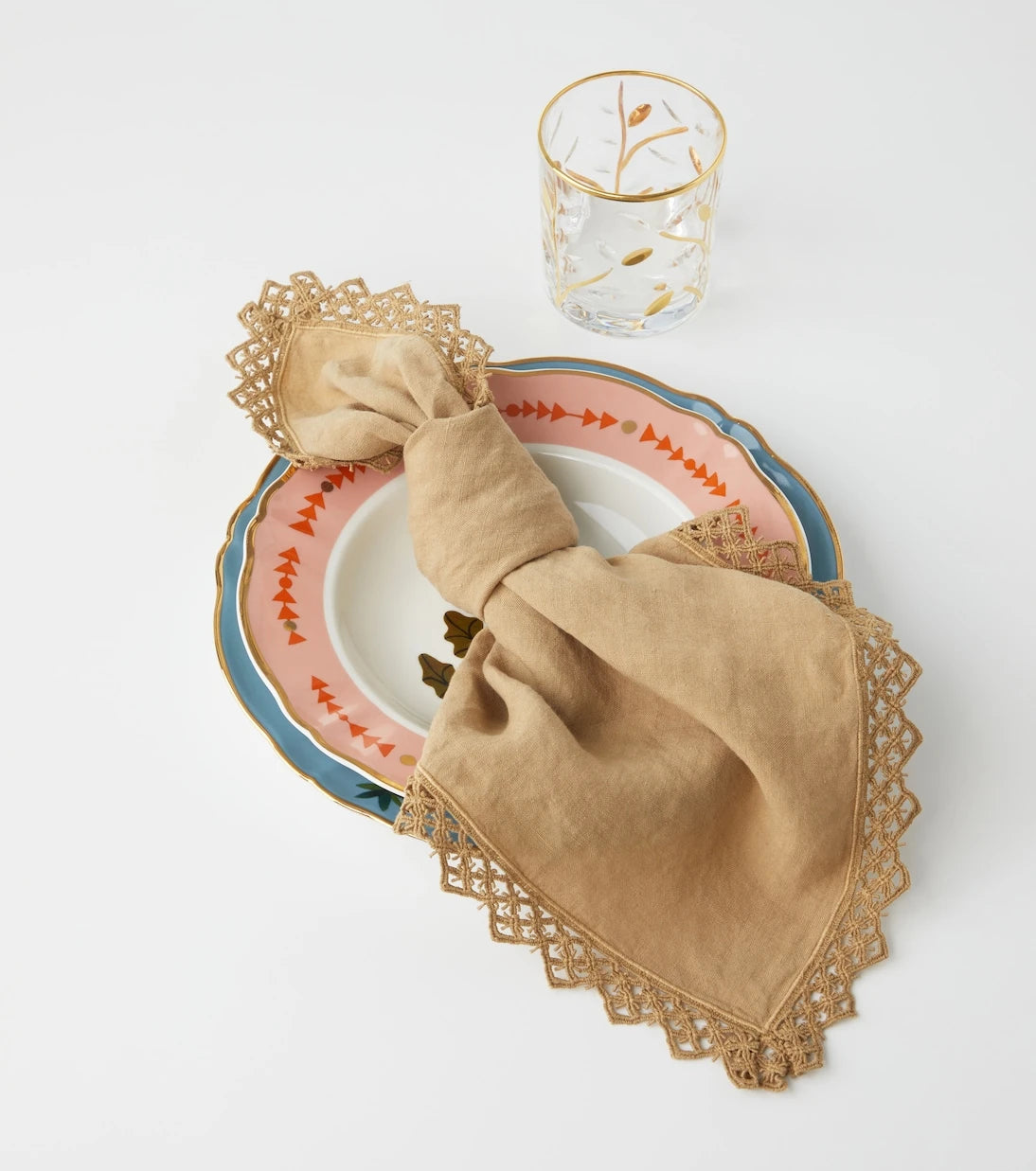 Once Milano - Set of 4 macramé linen napkins