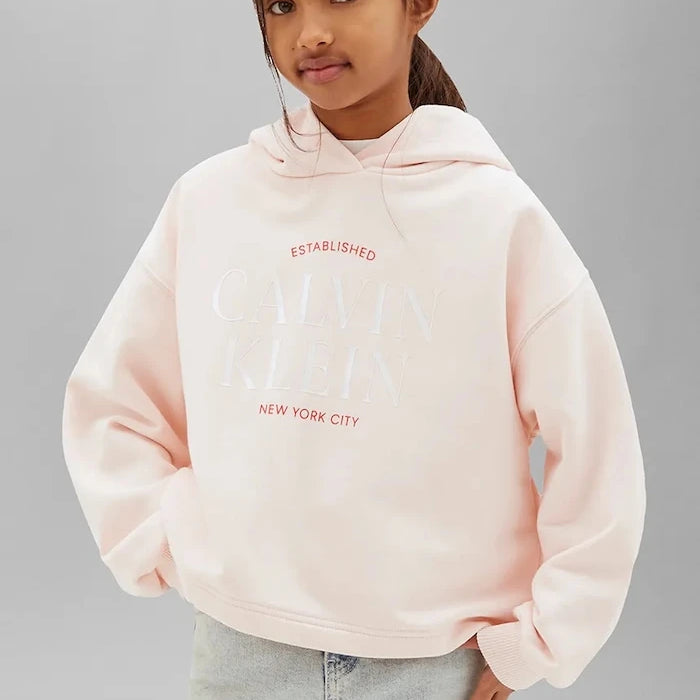 Calvin Klein Jeans çocuk pamuklu kapüşonlu sweatshirt