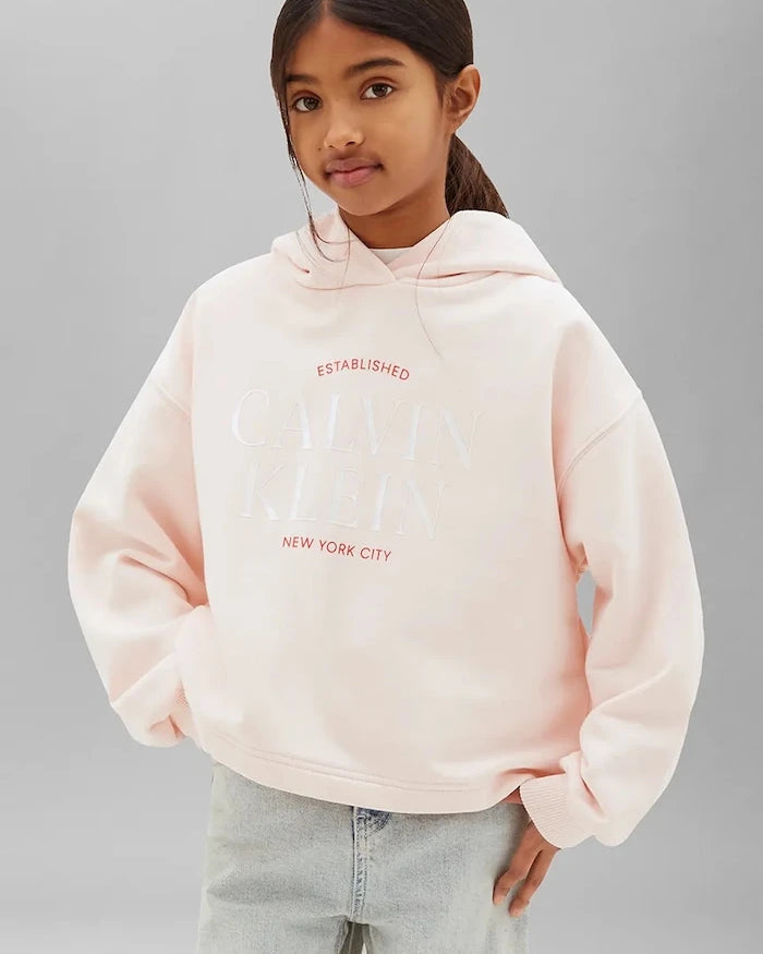 Calvin Klein Jeans çocuk pamuklu kapüşonlu sweatshirt