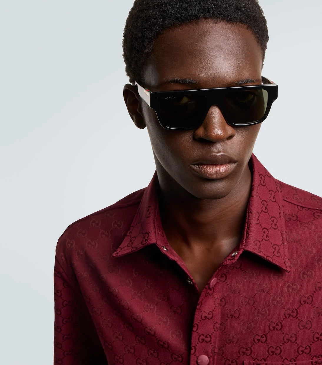 Gucci - Web Stripe flat-top sunglasses