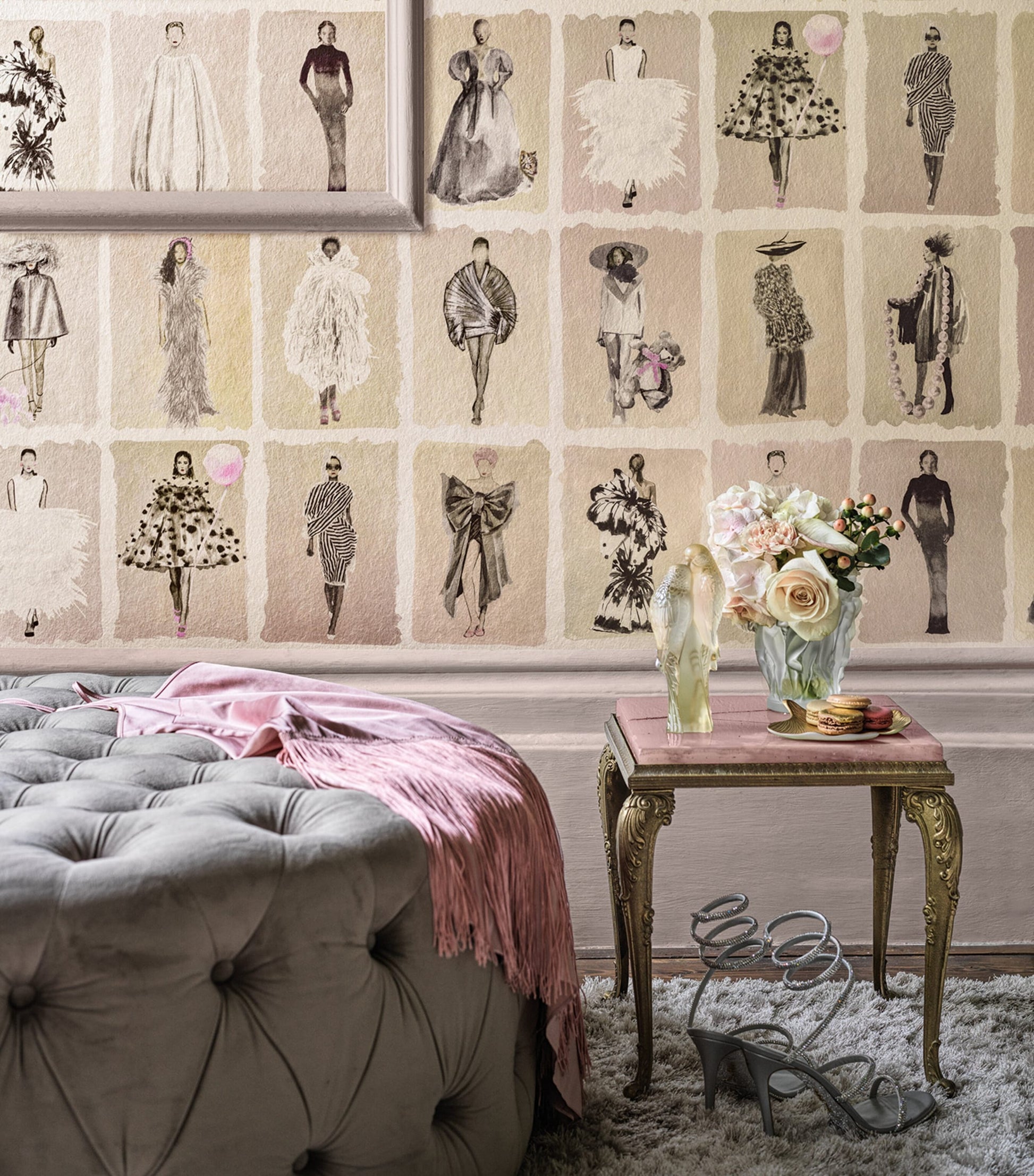Cole & Son x Harrods Interior Design 175 Anniversary Edition Couture Carousel Wallpaper - Blush Pearl
