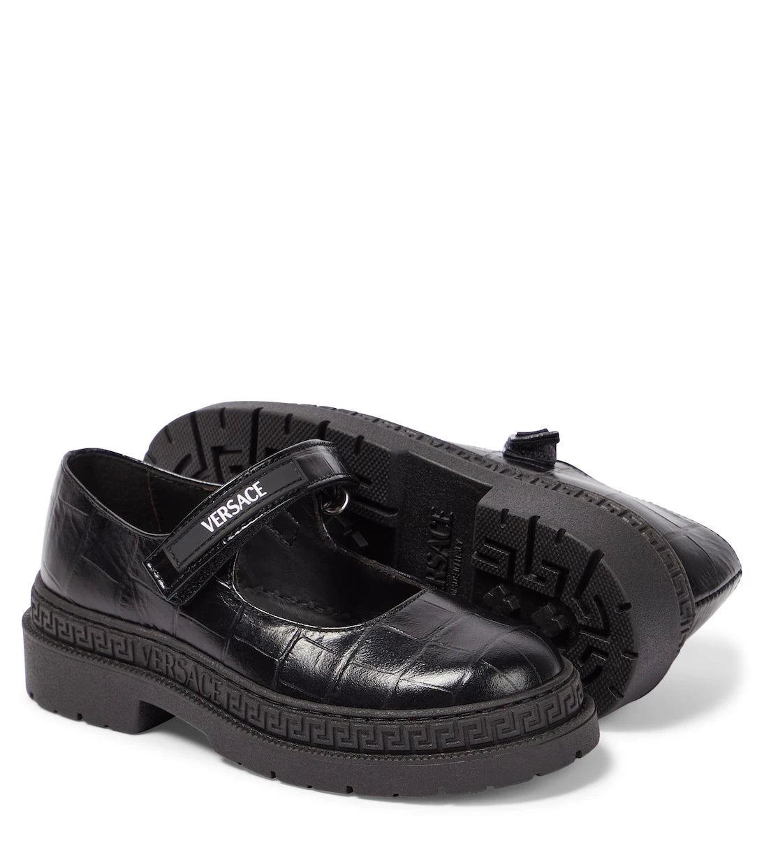 Versace Kids - Croc-effect leather Mary Jane flats
