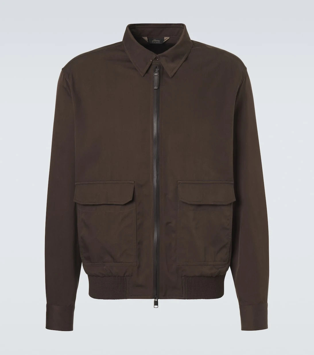 Brioni - Leather-trimmed silk blouson jacket