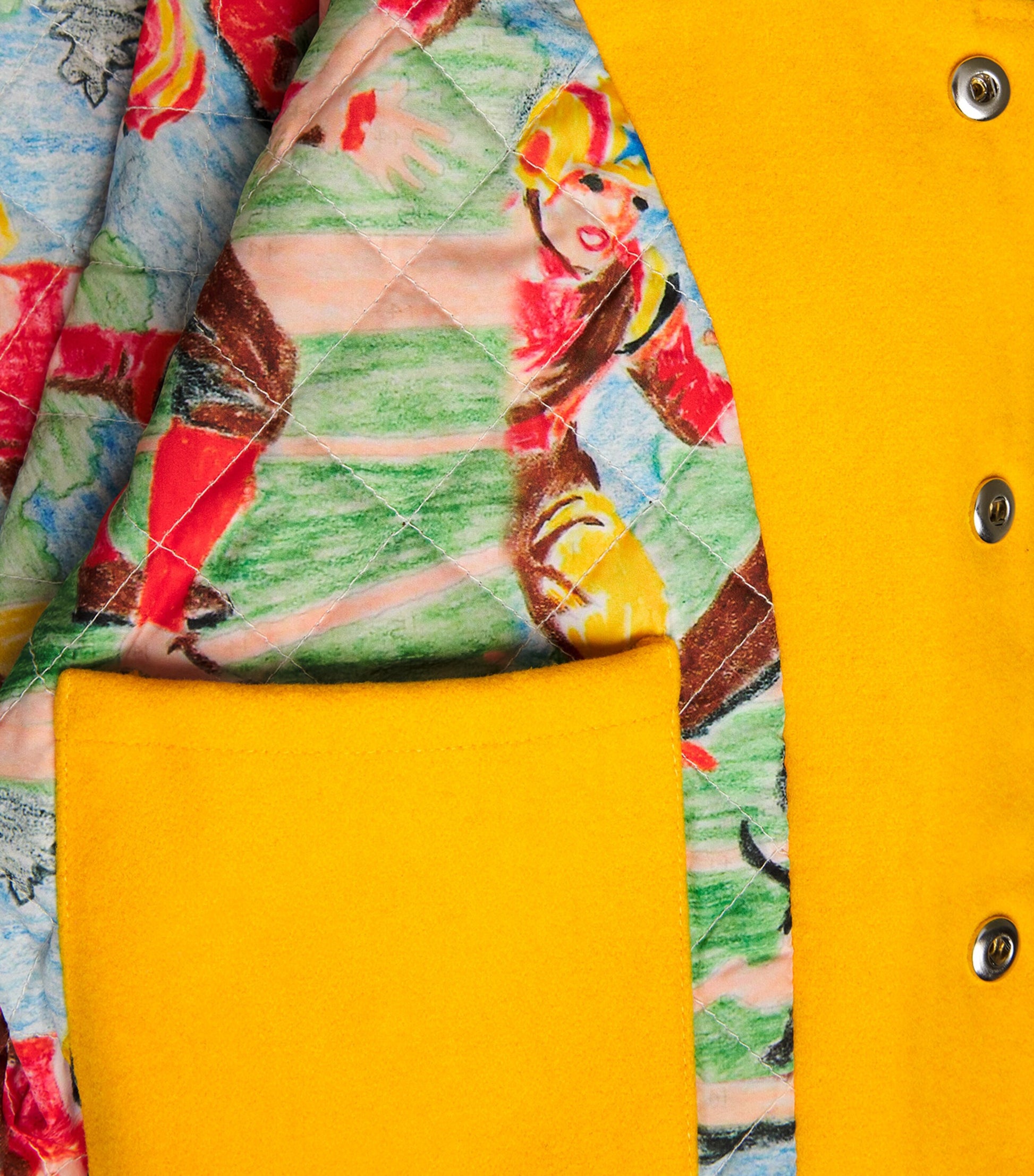 MOTHER Yellow The Split Hood Team Spirit Bomber Jacket