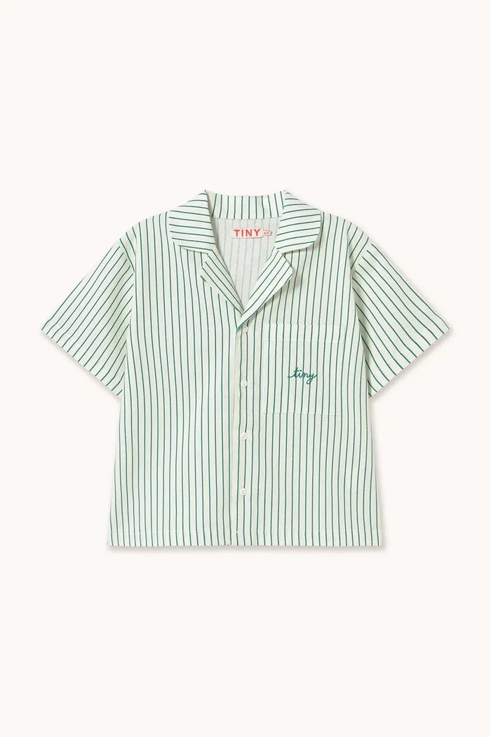 Детска риза с лен Tinycottons EMERALD STRIPES SHIRT