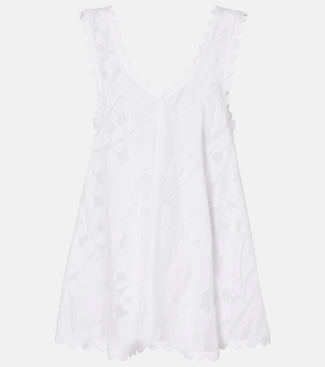 Juliet Dunn - Embroidered scalloped cotton minidress