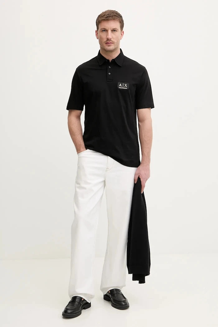 Памучна тениска с яка Armani Exchange