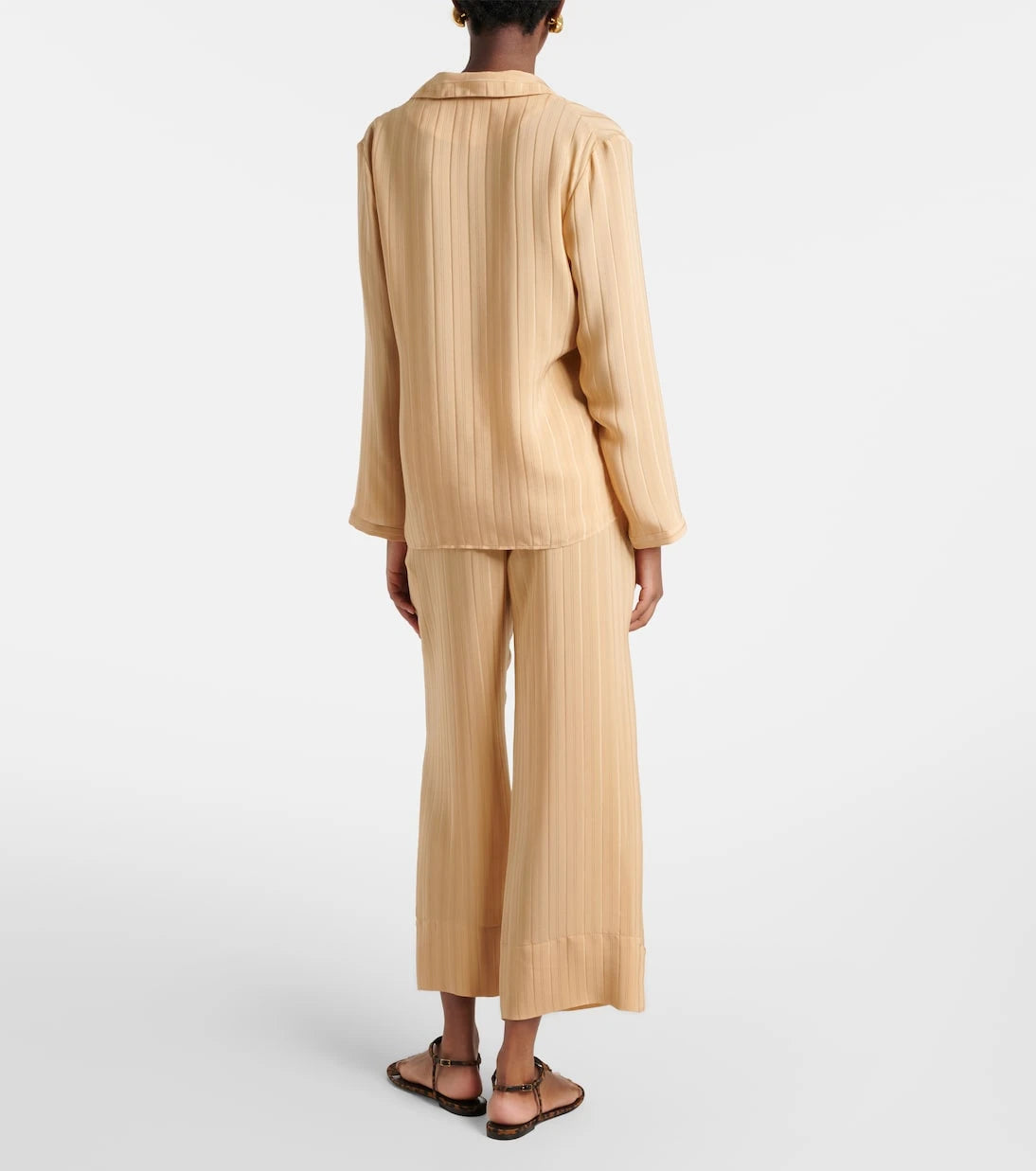 Saint Laurent - Striped cropped silk straight pants