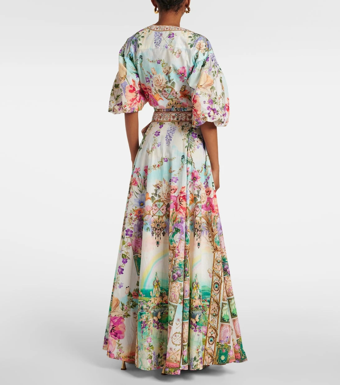 Camilla - Tie-front puff-sleeve crop top