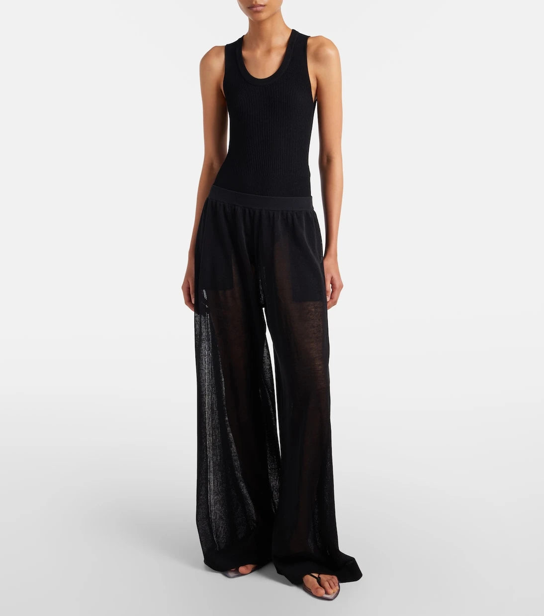 Alaïa - Linen and silk wide-leg pants